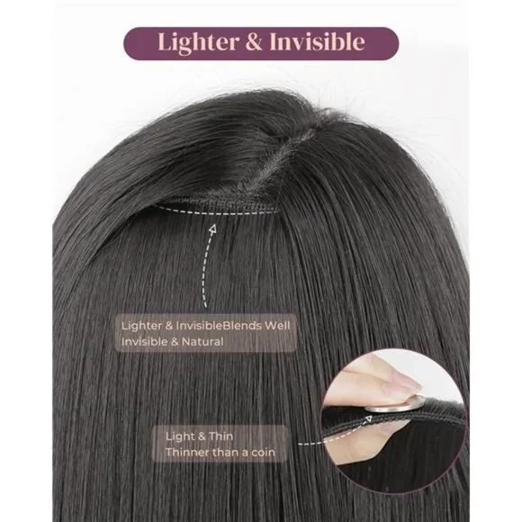 6PCS Clip In Hair Extensions, 24" Black Brown